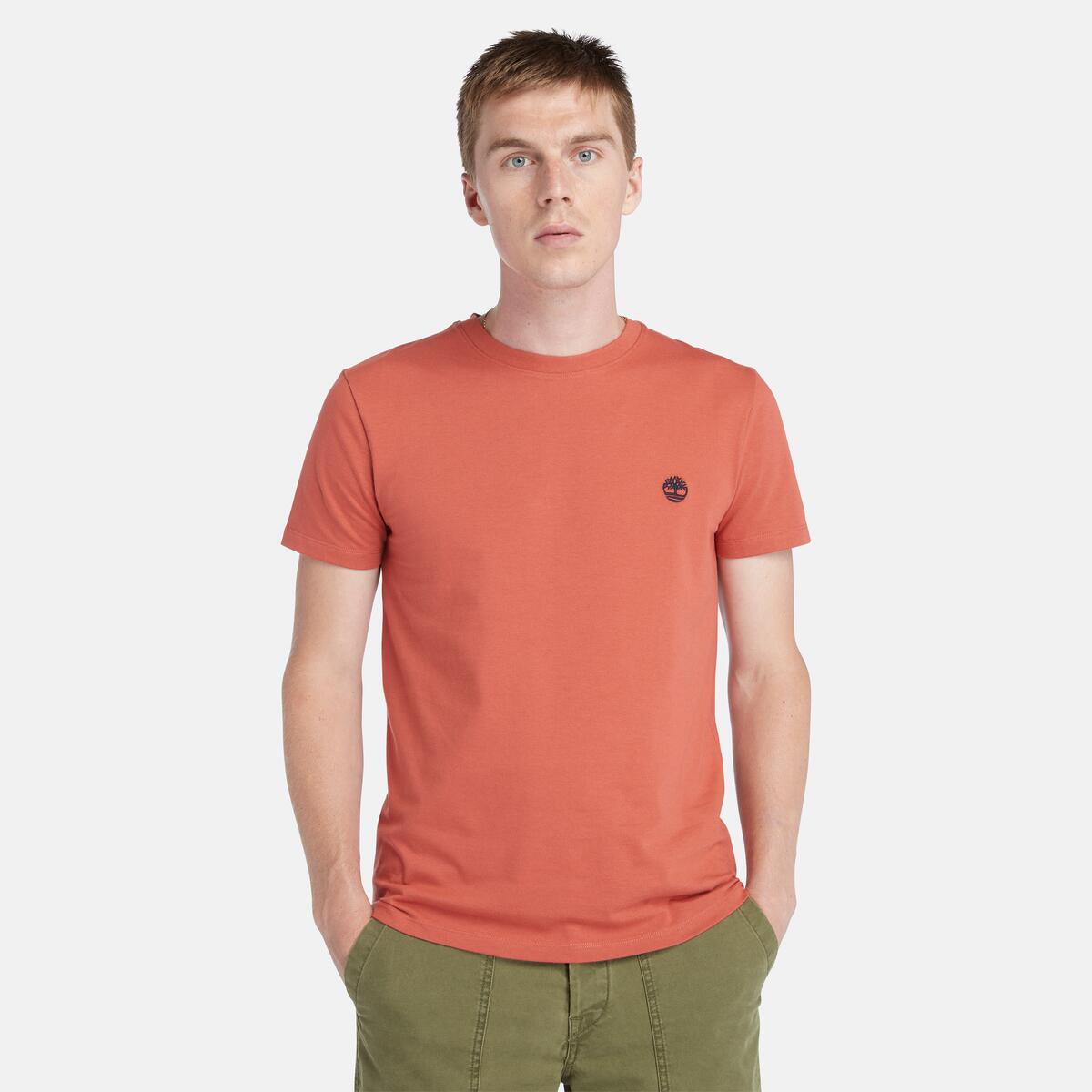 TIMBERLAND Men's Dunstan River Jersey Crew Tee Hot Sauce - Image 1